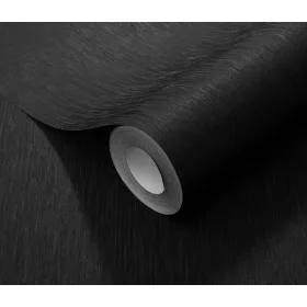   Fekete texturált egyszínű (lángálló, mosható) vlies-vinyl tapéta