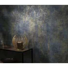   Elle Decoration 4 betonmintás sötétkék-arany (lángálló, mosható) vlies-vinyl tapéta