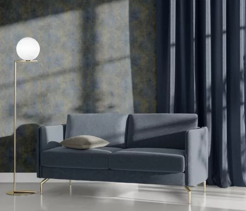 Elle Decoration 4 betonmintás sötétkék-arany (lángálló, mosható) vlies-vinyl tapéta