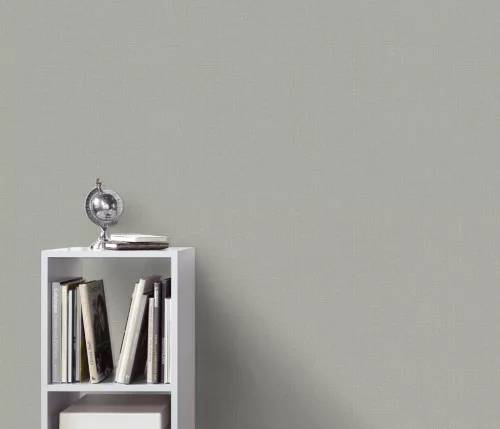 Elle Decoration 4 Középszürke egyszínű textilhatású (lángálló, mosható) vlies-vinyl tapéta