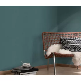   Elle Decoration 4 Petrolzöld egyszínű textilhatású (lángálló, mosható) vlies-vinyl tapéta