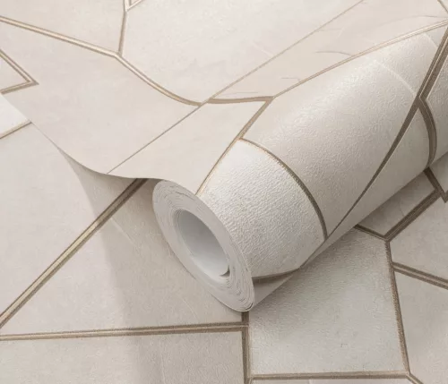 Elle Decoration 4 Krém-fehér-arany modern mintás (lángálló, mosható) vlies-vinyl tapéta