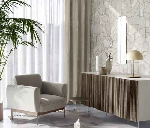 Elle Decoration 4 Krém-fehér-arany modern mintás (lángálló, mosható) vlies-vinyl tapéta