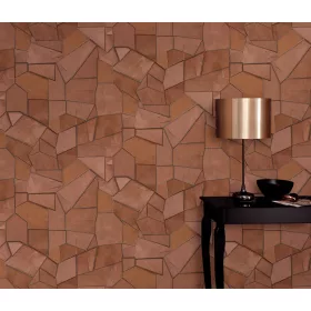   Elle Decoration 4 Terracotta-arany modern mintás (lángálló, mosható) vlies-vinyl tapéta