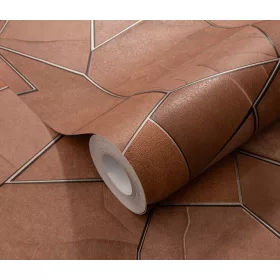  Elle Decoration 4 Terracotta-arany modern mintás (lángálló, mosható) vlies-vinyl tapéta