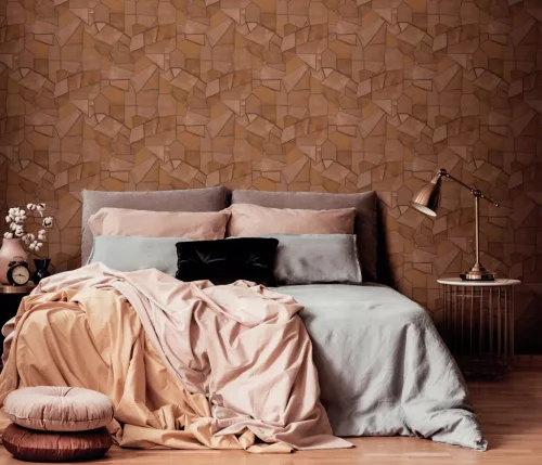 Elle Decoration 4 Terracotta-arany modern mintás (lángálló, mosható) vlies-vinyl tapéta