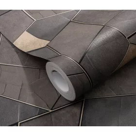   Elle Decoration 4 Szürkésbarna-arany modern mintás (lángálló, mosható) vlies-vinyl tapéta
