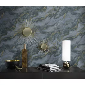   Elle Decoration 4 Szürke-arany márvány mintás (lángálló, mosható) vlies-vinyl tapéta