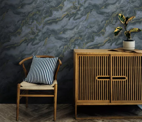 Elle Decoration 4 Szürke-arany márvány mintás (lángálló, mosható) vlies-vinyl tapéta