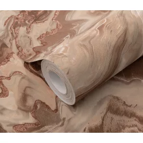   Elle Decoration 4 Terracotta-bronzos márvány mintás (lángálló, mosható) vlies-vinyl tapéta