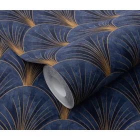   Elle Decoration 4 Kék-arany art decol mintás (lángálló, mosható) vlies-vinyl tapéta