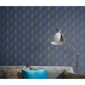   Elle Decoration 4 Kék-arany art decol mintás (lángálló, mosható) vlies-vinyl tapéta