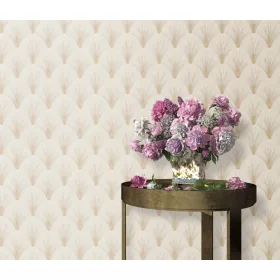   Elle Decoration 4 Krém-arany art deco mintás (lángálló, mosható) vlies-vinyl tapéta