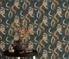 Elle Decoration 4 Türkizzöld-arany női arc mintás (lángálló, mosható) vlies-vinyl tapéta