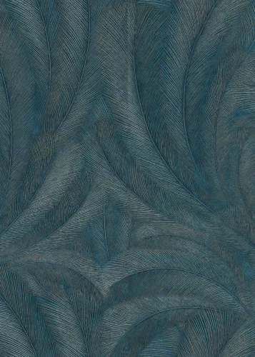 Elysium sötétkék a. arany fényes toll mintás (lángálló, mosható) vlies-vinyl tapéta