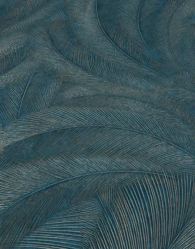 Elysium sötétkék a. arany fényes toll mintás (lángálló, mosható) vlies-vinyl tapéta