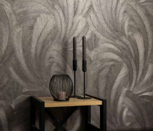 Elysium hidegbarna a. arany fényes toll mintás (lángálló, mosható) vlies-vinyl tapéta