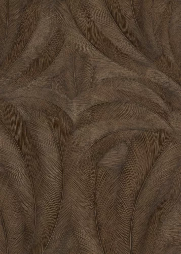 Elysium barna alapon bronz fényes toll mintás (lángálló, mosható) vlies-vinyl tapéta