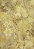 Secret Garden: Arany alapon sárga virágok sárgás-zöldes levelekkel (lángálló, mosható) vlies-vinyl tapéta