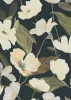 Secret Garden: Sötétkék alapon fehér-halvány barackos színű nagy magnóliás (lángálló, mosható) vlies-vinyl tapéta