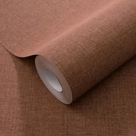   Secret Garden: Egyszínű terracotta lenes hatású textúrájú (lángálló, mosható) vlies-vinyl tapéta