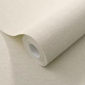   Secret Garden: Egyszínű világos natúr lenes hatású textúrájú (lángálló, mosható) vlies-vinyl tapéta