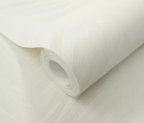 Törtfehér alapon fehér tollas csillámos elegáns strukturált vlies-vinyl tapéta