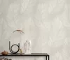 Szürkésbarna alapon tollas csillámos elegáns strukturált vlies-vinyl tapéta