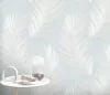H.kék alapon fehér tollas csillámos elegáns strukturált vlies-vinyl tapéta