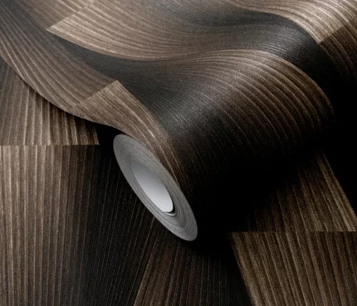 Barna-bronzos 3D mintás (lángálló, mosható) vlies-vinyl tapéta