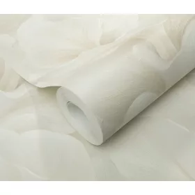  Krém csillogó metálos Ginkgo mintás (lángálló, mosható) vlies-vinyl tapéta