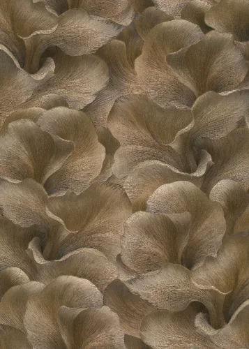 Bronz csillogó metálos Ginkgo mintás (lángálló, mosható) vlies-vinyl tapéta