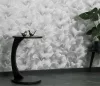 Ezüst csillogó metálos Ginkgo mintás (lángálló, mosható) vlies-vinyl tapéta