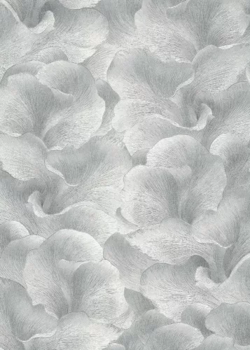 Ezüst csillogó metálos Ginkgo mintás (lángálló, mosható) vlies-vinyl tapéta