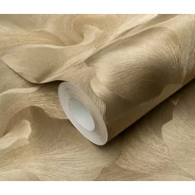   Arany csillogó metálos Ginkgo mintás (lángálló, mosható) vlies-vinyl tapéta