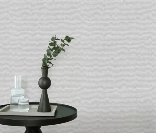 Halványszürke alapon ezüst csillámos elegáns egyszínű strukturált vlies-vinyl tapéta