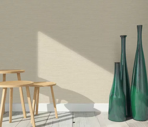 Natúros bézs matt egyszínű szövött textil hatású (lángálló, mosható) vlies-vinyl tapéta