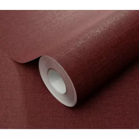   Bordó matt egyszínű szövött textil hatású (lángálló, mosható) vlies-vinyl tapéta