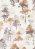 Forest Dreams: Barnás szinvilágú-fehér erdei fa mintás (lángálló, mosható) vlies-vinyl tapéta