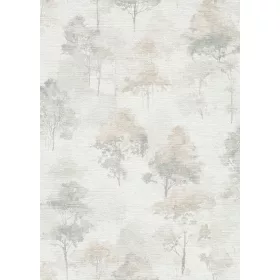   Forest Dreams: Halványbézs és szürke sznvilágú erdei fa mintás (lángálló, mosható) vlies-vinyl tapéta