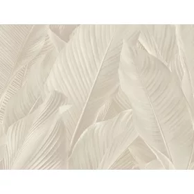   Tahiti: Selyemfényű krém-bézs levél mintás (mosható) vlies alapon vinyl felületű tapéta