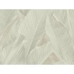   Tahiti: Selyemfényű drapp levél mintás (mosható) vlies alapon vinyl felületű tapéta