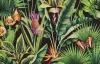 Tahiti: Fekete alapon színes dzsungel mintás (mosható) vlies alapon vinyl felületű tapéta