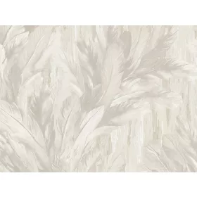   Tahiti: Fényes ekrü-ködszürke glamour levél mintás (mosható) vlies alapon vinyl felületű tapéta