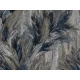 Tahiti: Acélkék-olajbarna-kagylóezüst selyemfényű glamour levél mintás (mosható) vlies alapon vinyl felületű tapéta
