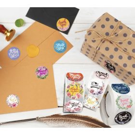   Papír öntapadós Thank you matrica Ø17mm (színes, vegyes)