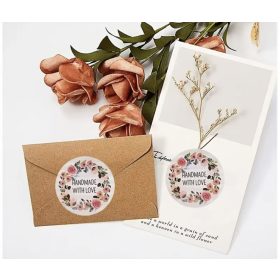   Papír öntapadós Handmade with love virágos matrica Ø25mm
