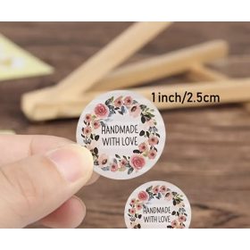   Papír öntapadós Handmade with love virágos matrica Ø25mm