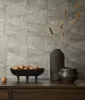 Travertino: szürke geometrikus kőmozaik mintás (mosható) vlies tapéta