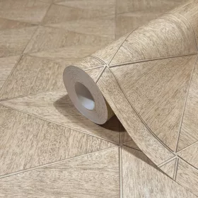   Travertino: homokbézs és taupe geometrikus mozaik mintás (mosható) vlies tapéta